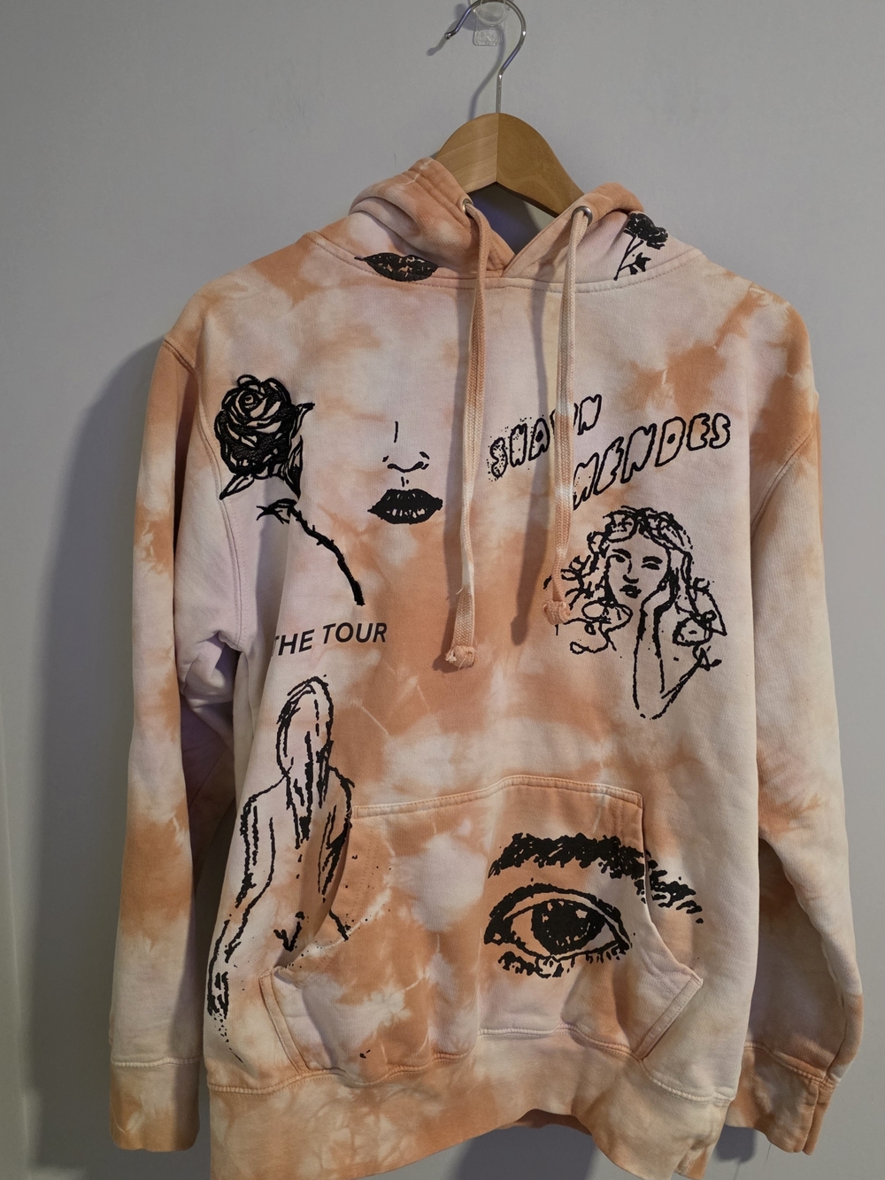 Shawn Mendes The Tour Tie Dye Hoodie Orange Graphic Pullover Size Medium - Picture 3 of 11